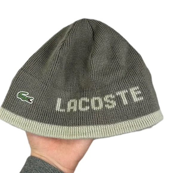 Lacoste Other - Retro Lacoste Winter Knit Hat Logo Embroidered Green Wool Vintage Preppy